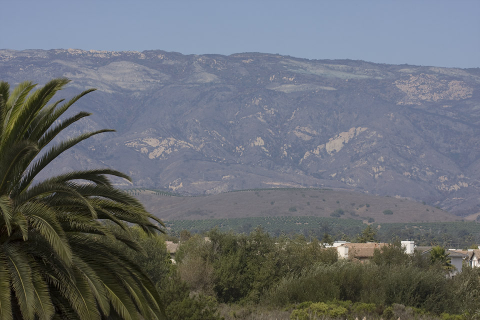 Hydromulch sprayed on Goleta Mountains