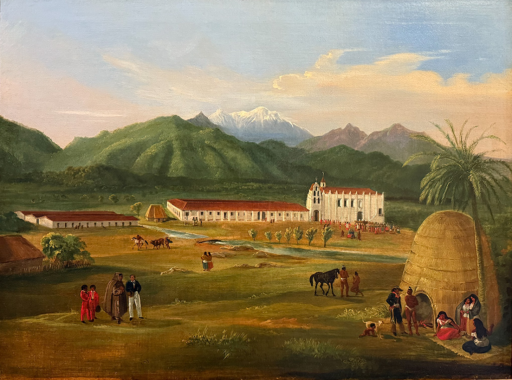 Historical painting of Mission San Gabriel