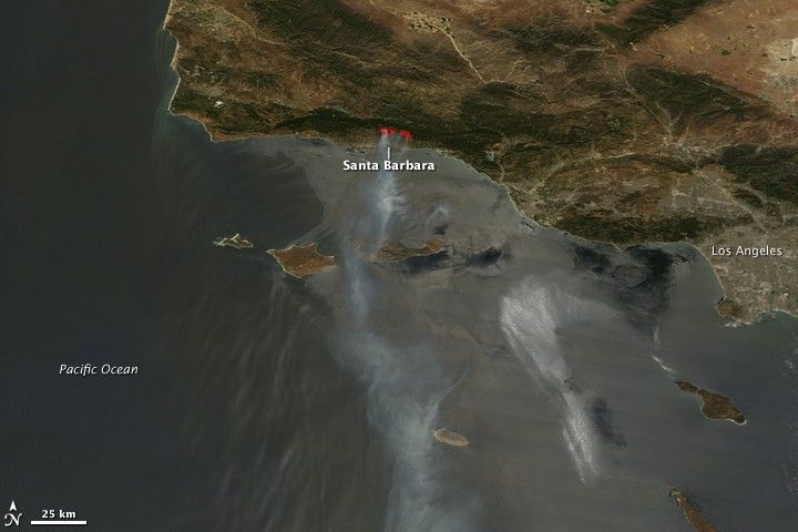 NASA satellite image of the Jesusita Fire